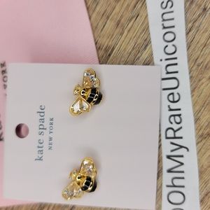 🐝 Kate Spade All Abuzz Stone Bee Stud Earrings Yellow Gold NWT